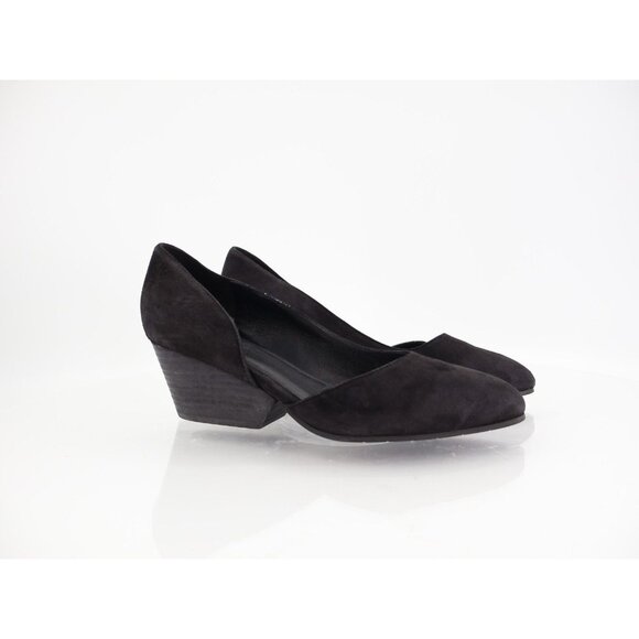 Eileen Fisher Women's Lily Pump Size 7 Pointed D'orsay Block Heel Black Suede - Picture 1 of 10